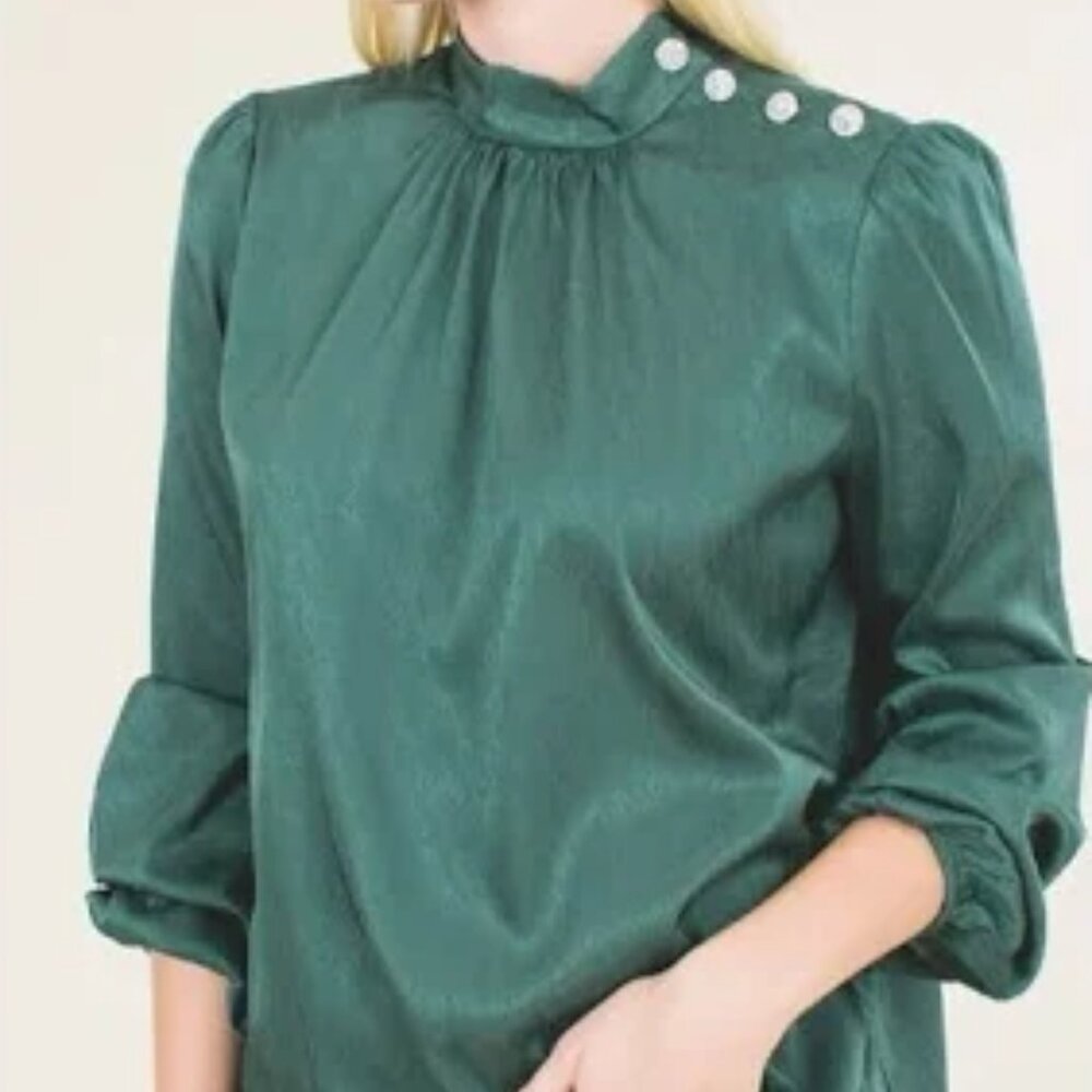 WAYF Emerald Green Rhinestone Blouse